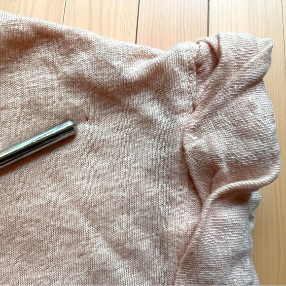 RAG & BONE Lottie Slub Knit Linen Tee – Pale Pink Peach – Raw Hem – XS - Picture 14 of 15
